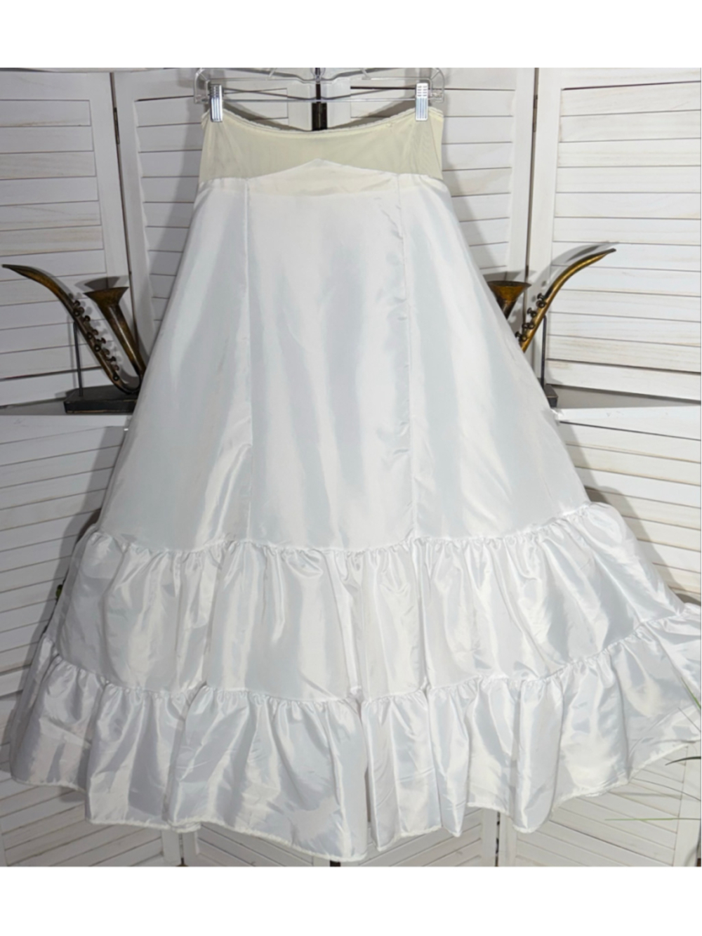 Vintage white wedding bridal petticoat crinoline formal circle full maxi layer L